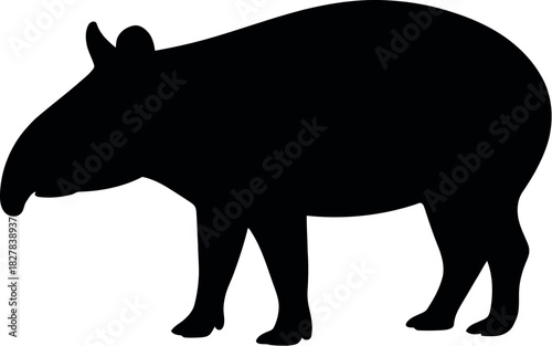 Black tapir silhouette animal white