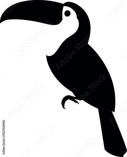 Black toucan bird silhouette white