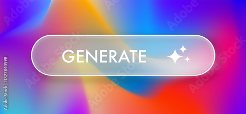 Glassmorphism generate button tempalte realistic. UI design element smartphone interface for app, banners, mobile app, social media