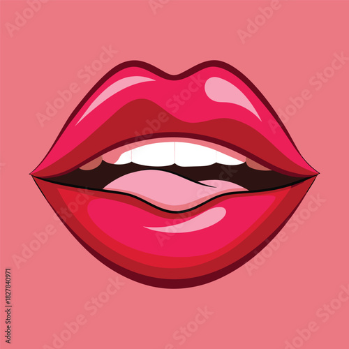 Wallpaper Mural Red Lips Vector Drawing Torontodigital.ca