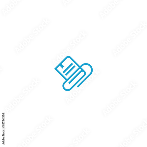 Book paper clip logo on white background.