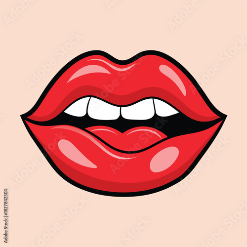 Wallpaper Mural Red Lips Vector Drawing Torontodigital.ca