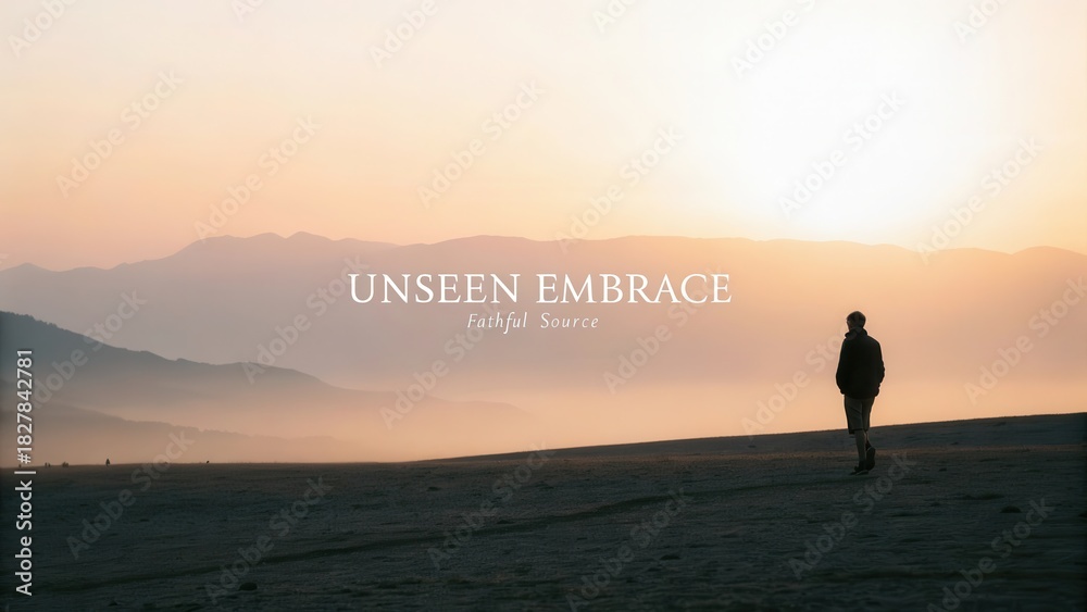 Fototapeta premium A person standing in silhouette during a beautiful sunrise