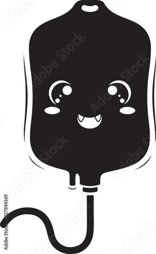 Cute cartoon iv blood bag character smiling for medical health care donation illustration graphic