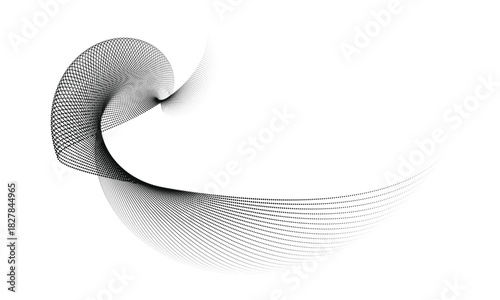abstract circular swirls with flowing halftone curves – modern vector design for technology, science, and futuristic themes.