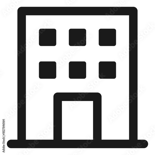 Office building vector icon – small corporate building, apartment block, commercial property symbol
