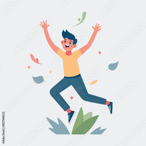 Man Jumping with Happiness Illustration