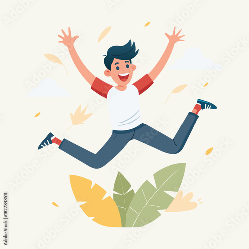 Man Jumping with Happiness Illustration