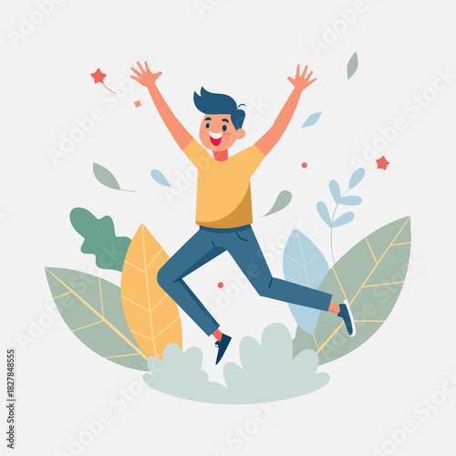 Man Jumping with Happiness Illustration