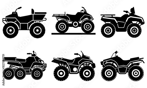 Explore the outdoors with these detailed ATV illustrations, perfect for adventure brochures, off-road club designs, and high-energy promotional materials
