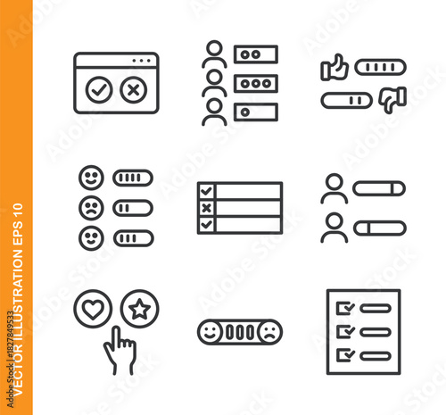 Survey, Polling line icons- Mini collection and editable stroke series icon