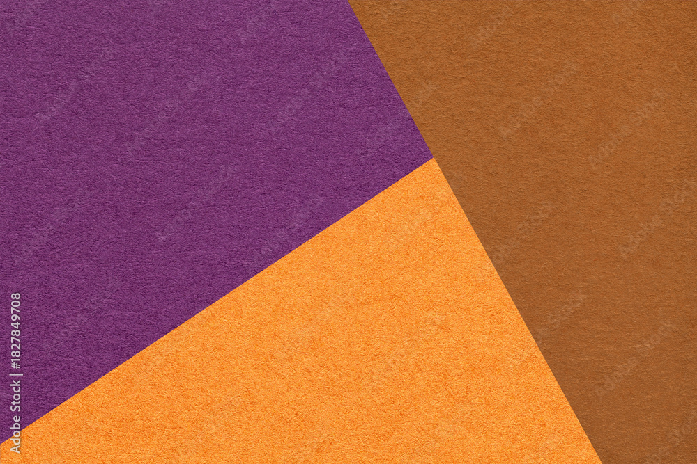 Fototapeta premium Geometric violet, brown and orange texture paper background for presentation, banner, template with copy space