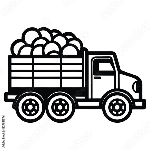 A black silhouette of a harvest truck vector
