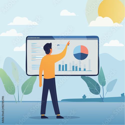 Business Presentation Analytics Vector Illustration