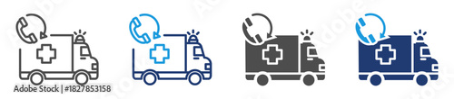 emergency medical service icon sheet multiple style