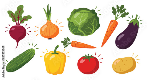 A vibrant and diverse collection of fresh, healthy vegetables highlighted with a glowing effect, symbolizing natural nutrition and wholesome food.