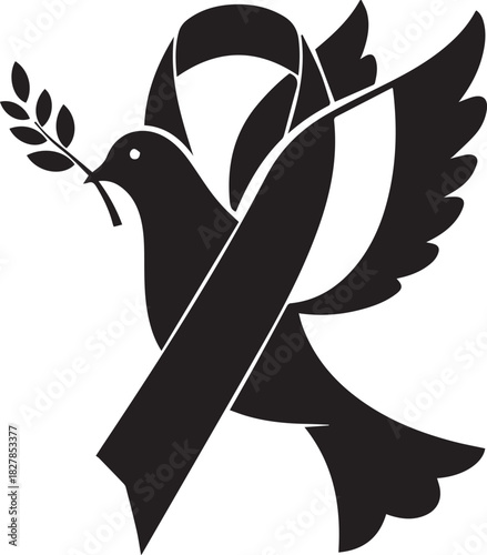 World aids day dove with red ribbon symbol of hope and awareness