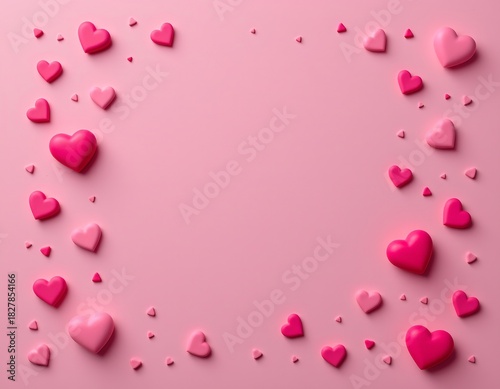 Romantic Heart Pattern Pink Background