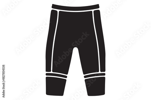 Black cycling shorts with white trim and white stripes on the leg cuffs isolated on white background
