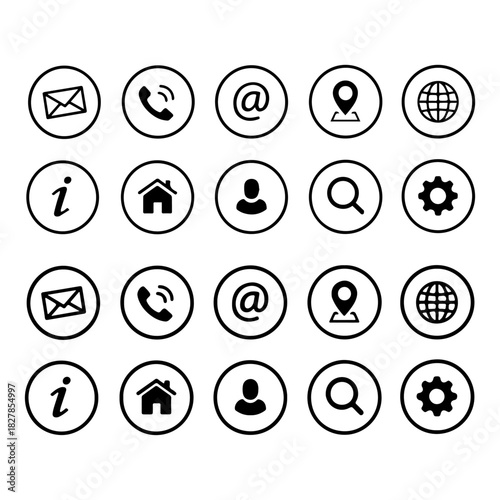 silhouette pack of Web Kontakt Symbole