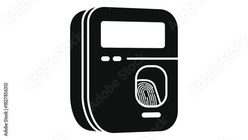 Biometric fingerprint reader device icon for security access and identification, modern technology symbol isolated graph
