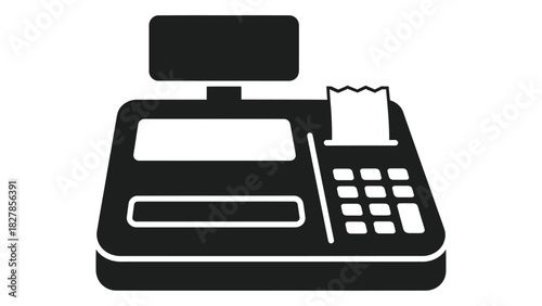 Cash register icon for retail transactions, payment processing, point of sale, commerce, and financial operations.