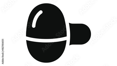 Minimalist black icon representing a coffee bean or capsule, perfect for caffeine, drink, morning, and breakfast concept