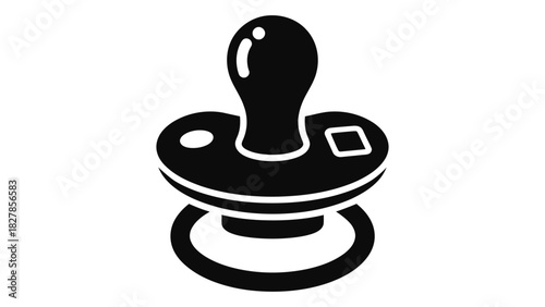 Minimalist black silhouette icon of a baby pacifier, symbolizing comfort, calm, and infant care for newborns and toddler