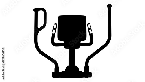 Silhouette of a modern elliptical trainer for cardiovascular fitness, exercise, and gym workout routines and wellness