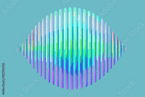 Abstract Diamond Shape Formed by Vertical Stripes of Pastel Colors on Teal Background blue bright