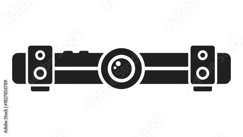 Video projector icon. flat black silhouette of a modern presentation device for business, education, and technology.