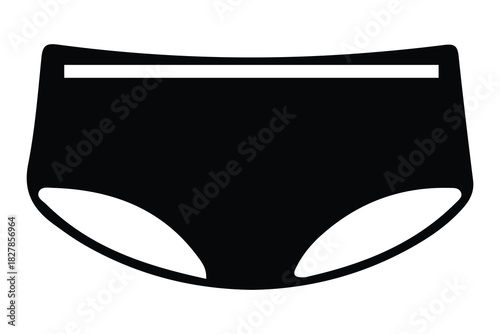 Simple black high waisted women s underwear icon with a white waistband isolated on white background
