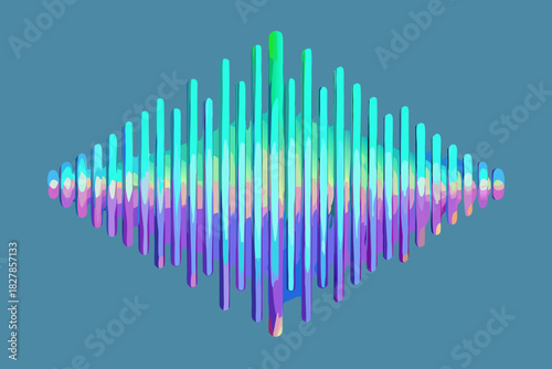 Diamond Shape Abstract Audio Visualization with Colorful Vertical Bars sound wave equalizer