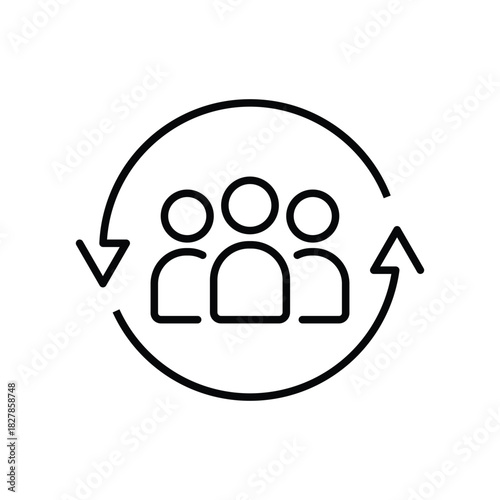 WebPersonnel change line icon. People in round cycle symbol. Human resource concept. Vector illustration can be used for topics like rotation, HR, personnel, management
