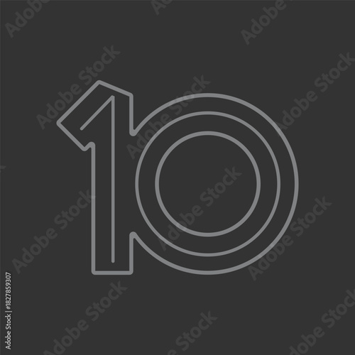 10 Number Logo Ten Vector Badge 10th Anniversary Logo