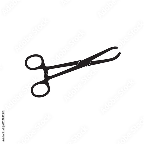 Illustration surgical clamp hemostat equipment medical instrument black silhouette vector