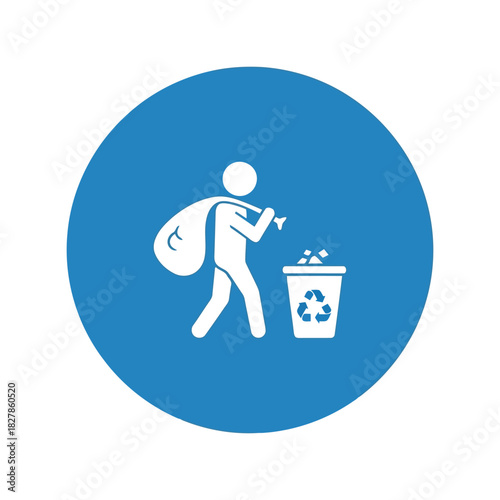 Man disposing waste into recycling bin icon Vector