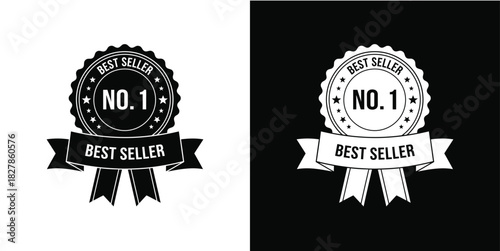 No.1 best seller rosette badge with ribbon banner vector