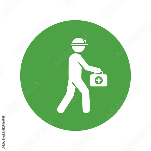 Workplace safety first aid responder icon green circle vector Vector