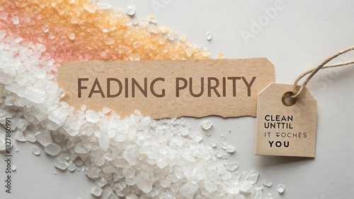 Flat Lay of Crystal Dust with Fading Purity Label