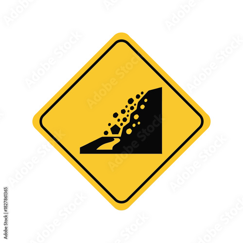Falling rocks sign   landslide hazard warning icon Vector