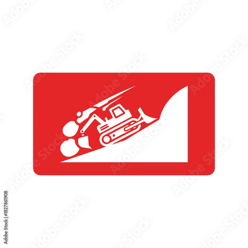 Construction site landslide hazard warning safety icon Vector