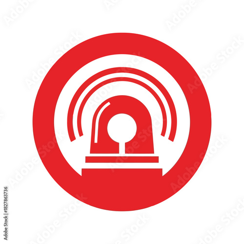 Red emergency siren alarm icon   urgent alert signal vector Vector