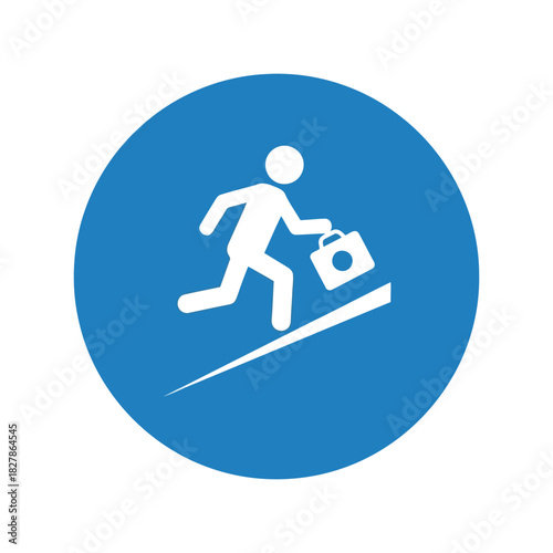Dynamic businessman running uphill with briefcase icon vector Vector