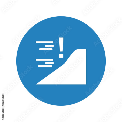 Steep incline warning sign icon for road hazard alert Vector