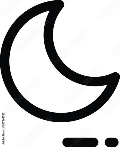 Simple crescent moon vector line icon