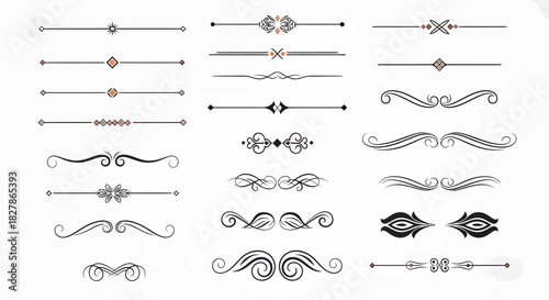 Decorative ornamental dividers and page line breaks for graphic design and layout