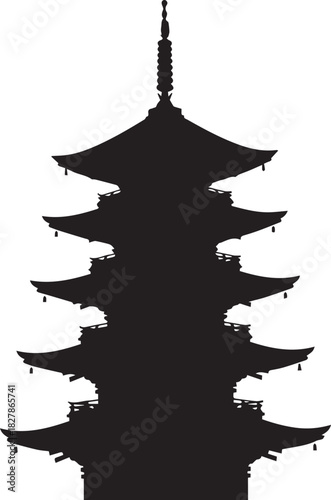 Silhouette of a traditional multi story japanese pagoda building