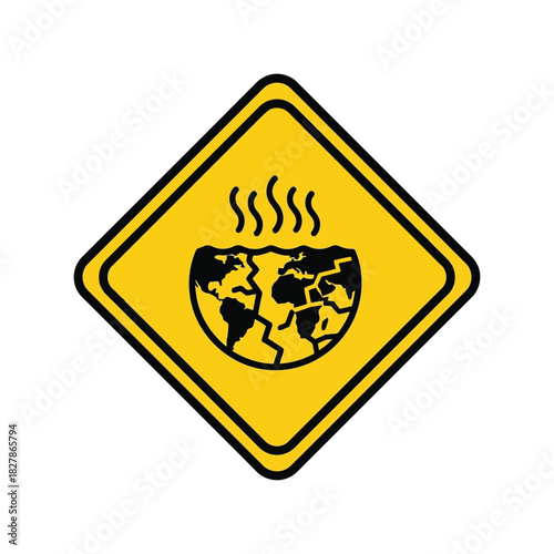Global warming warning sign   cracked earth climate change icon Vector