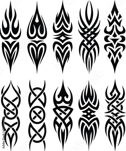 Tribal Tattoo Symbol Set Vector Collection.